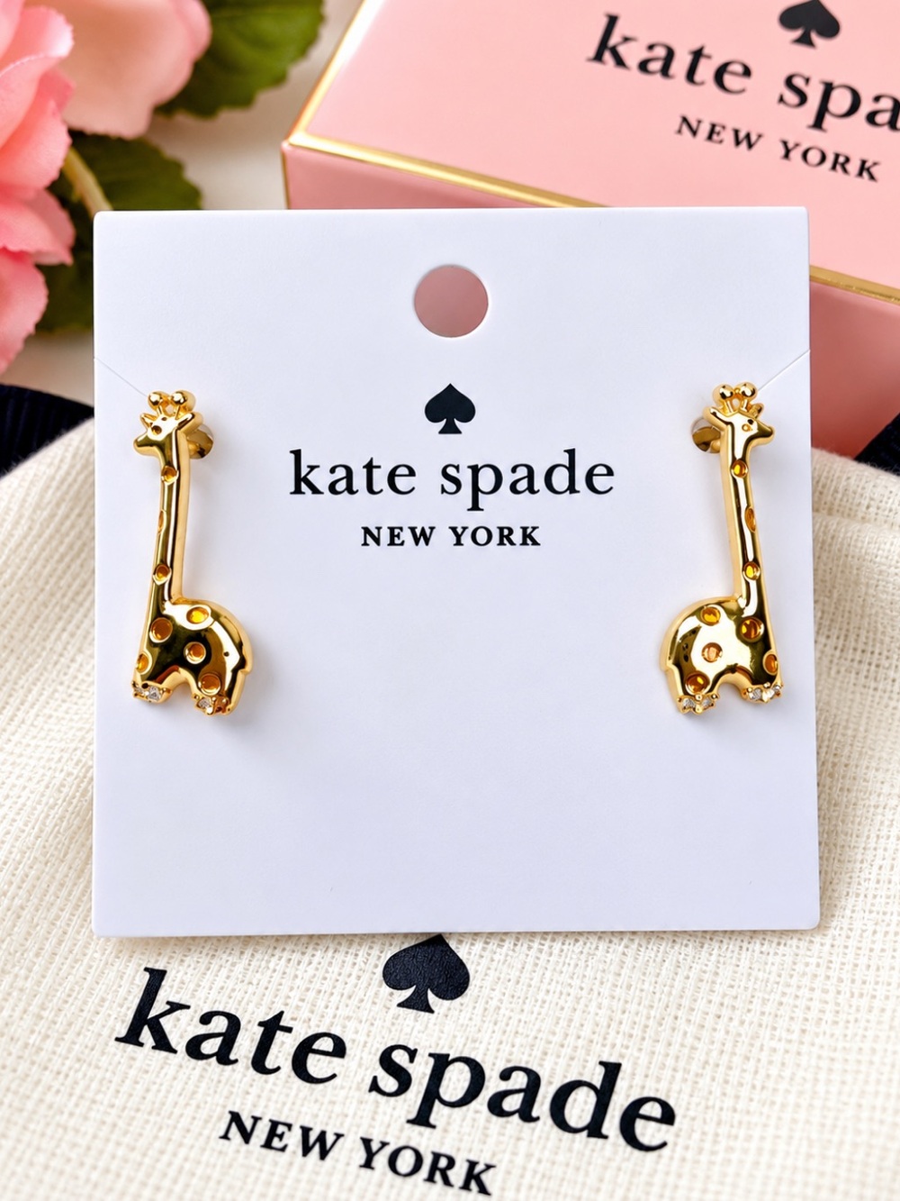 kate spade Gold Giraffe Drop Stud Earrings